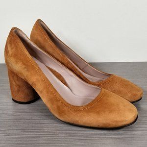 Taryn Rose Filomena Block Heel Pump, Tan Suede, Womens Size 5.5